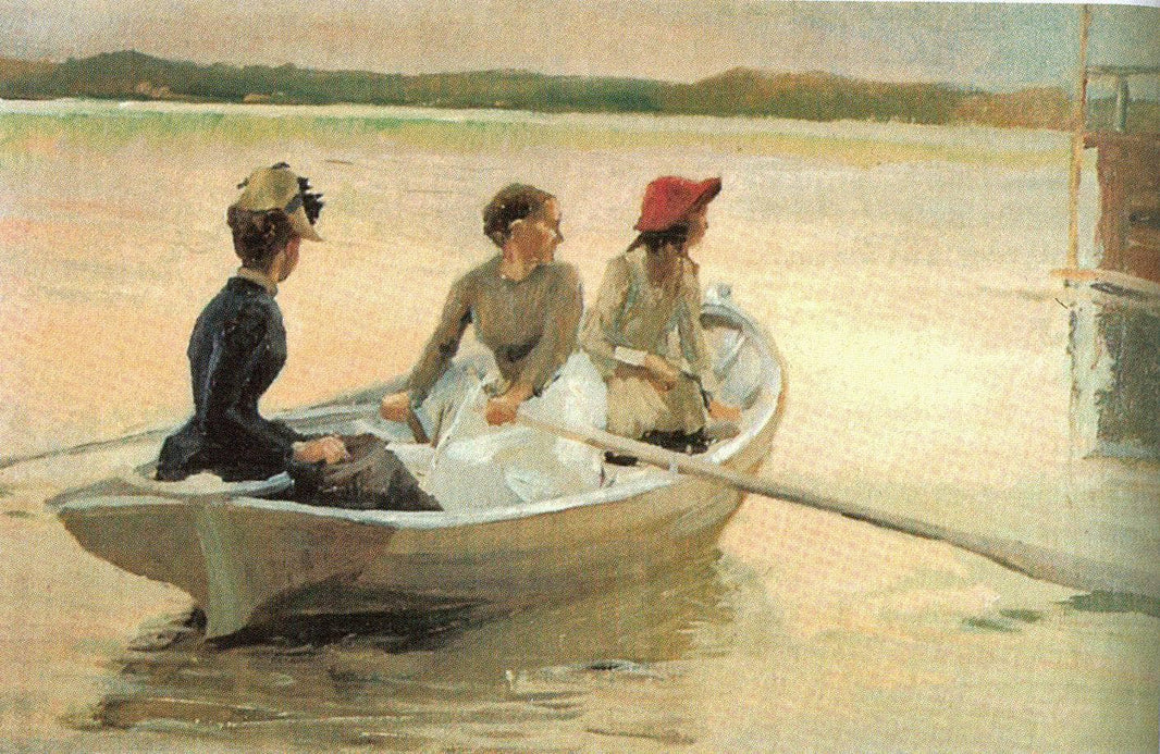 Flickorna I Båten by Albert Edelfelt — hand-painted nautical oil painting reproduction on canvas