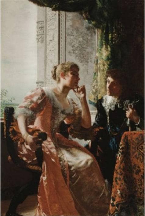 Flirtation by Wladyslaw Czachorski — hand-painted portrait oil painting reproduction on canvas