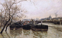 Flooding by the Seine by Frits Thaulow — hand-painted landscape oil painting reproduction on canvas
