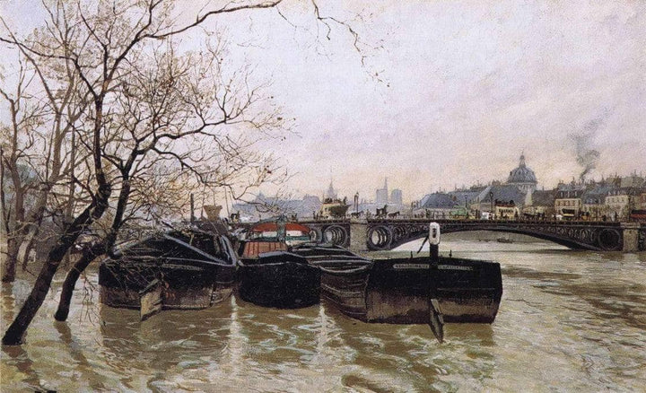 Flooding by the Seine by Frits Thaulow — hand-painted landscape oil painting reproduction on canvas