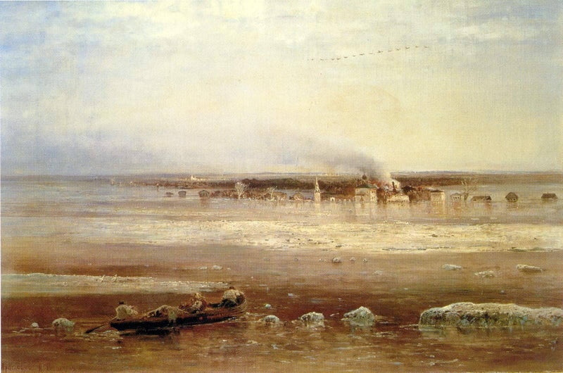 Flooding of the Volga river near Yaroslavl on gallery wrap