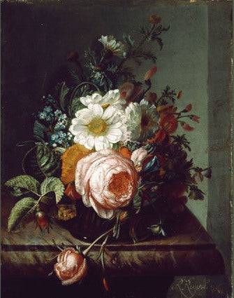 Flower Bouquet on a Marble Table - Rachel Ruysch