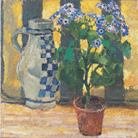 Flower pot and ceramic jug by Koloman Moser — hand-painted botanical oil painting reproduction on canvas