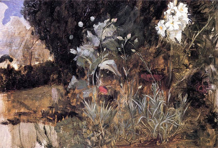Flower Sketch for The Enchanted Garden by John William Waterhouse — hand-painted botanical oil painting reproduction on canvas