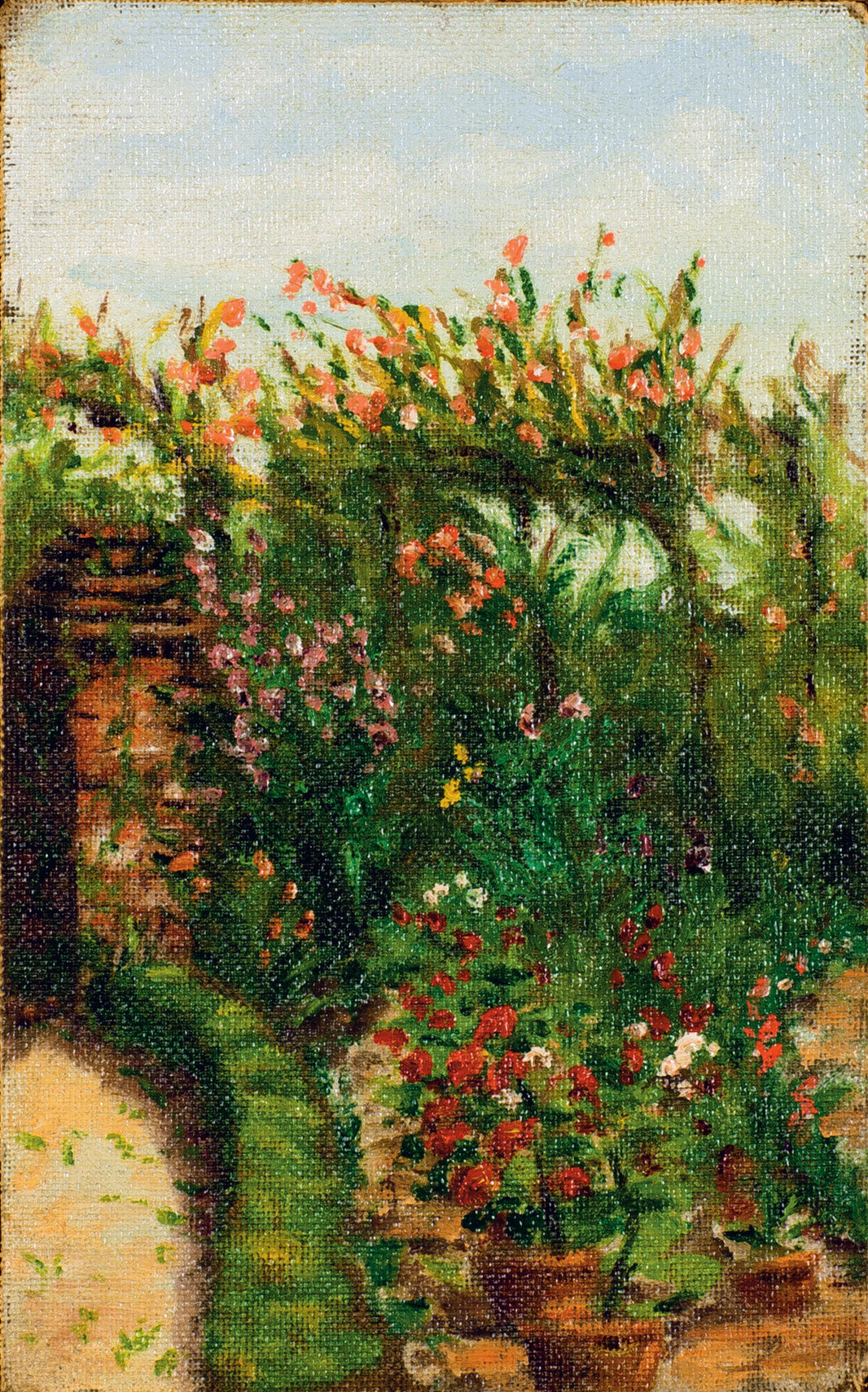 Flowered glimpse by Angelo Morbelli — hand-painted botanical oil painting reproduction on canvas
