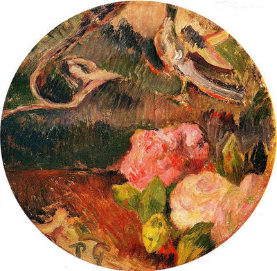 Flowers and a bird in kitchen