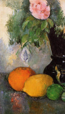 Flowers and Fruit by Paul Cezanne — hand-painted botanical oil painting reproduction on canvas