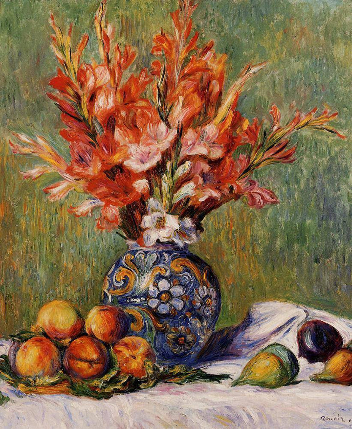 Flowers and Fruit by Pierre-Auguste Renoir — hand-painted botanical oil painting reproduction on canvas