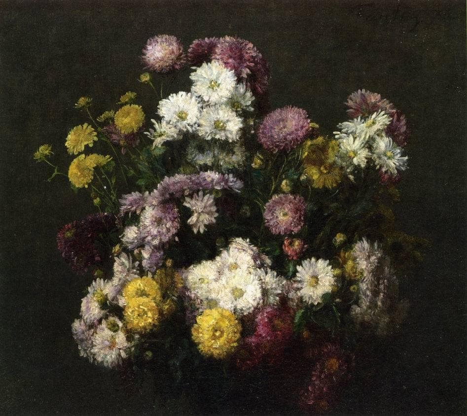 Flowers, Chrysanthemums by Henri Fantin-Latour — hand-painted botanical oil painting reproduction on canvas