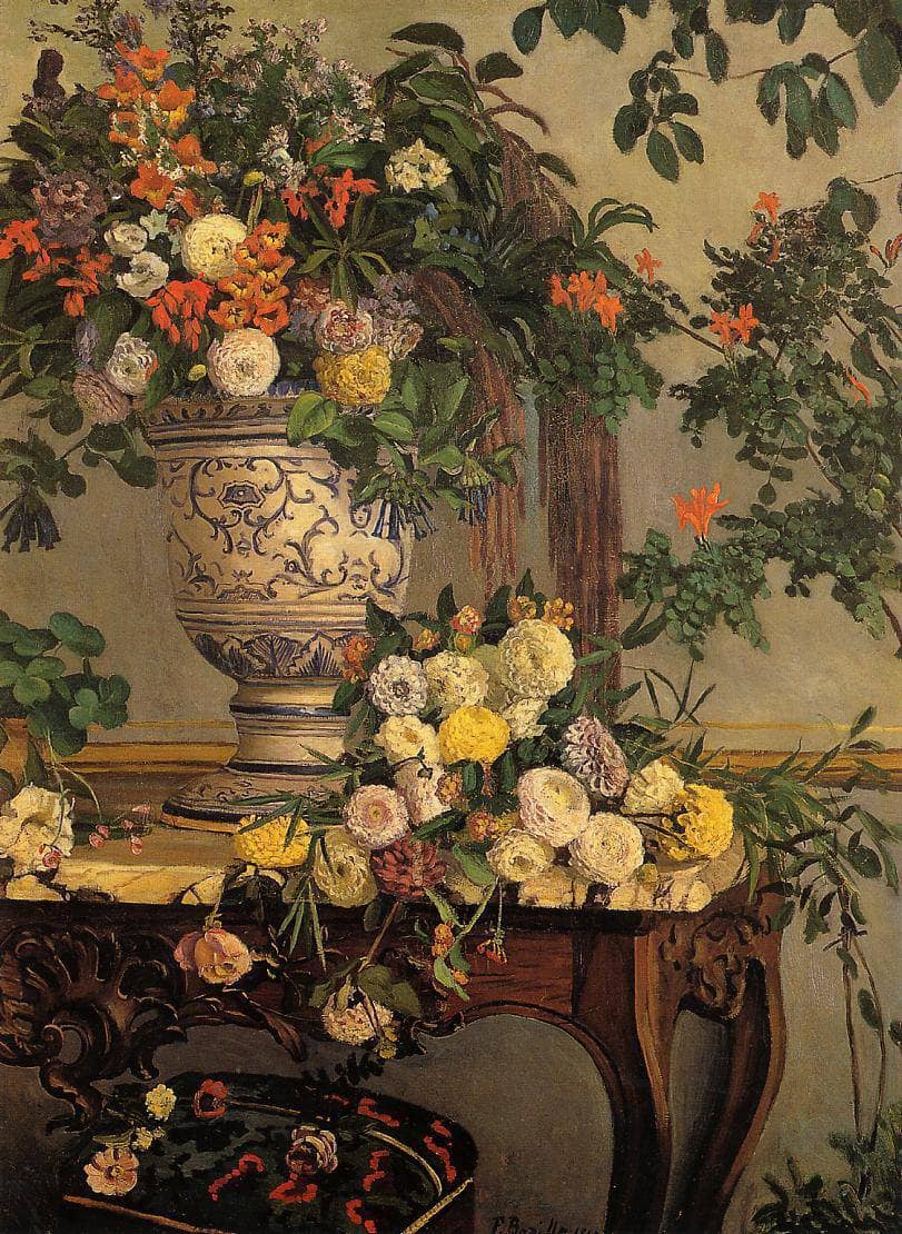 Flowers by Frederic Bazille — hand-painted botanical oil painting reproduction on canvas