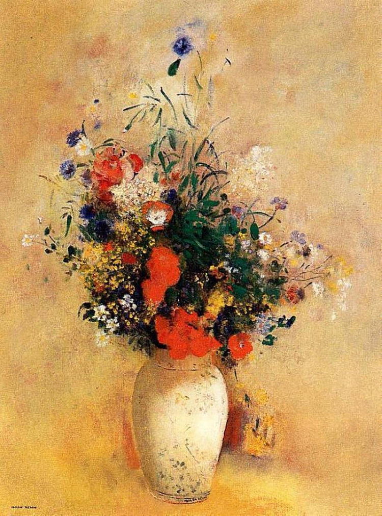 Flowers in a Blue Vase - Odilon Redon