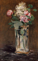 Flowers in a Crystal Vase by Edouard Manet — hand-painted botanical oil painting reproduction on canvas