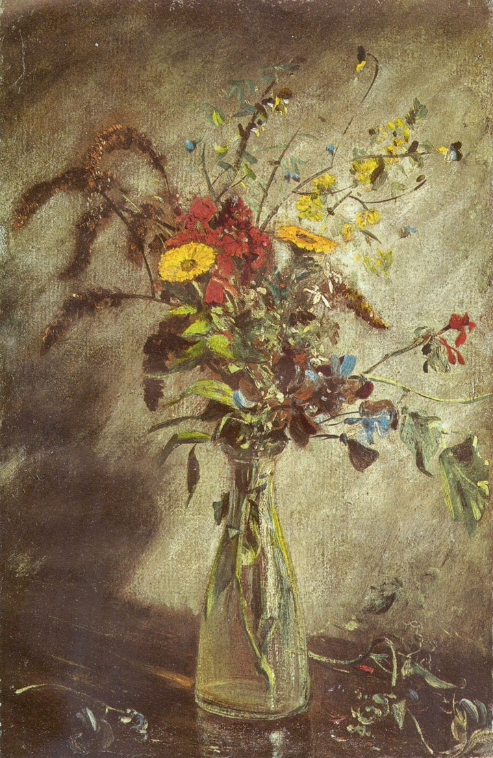 Flowers in a glass vase by John Constable — hand-painted botanical oil painting reproduction on canvas