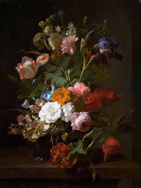 Flowers in a Glass Vase, with a Cricket in a Niche
