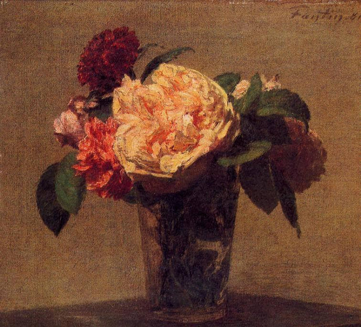 Flowers in a Vase by Henri Fantin-Latour — hand-painted botanical oil painting reproduction on canvas