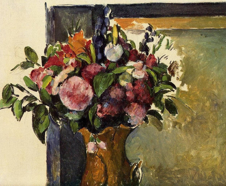 Flowers in a Vase by Paul Cezanne — hand-painted botanical oil painting reproduction on canvas