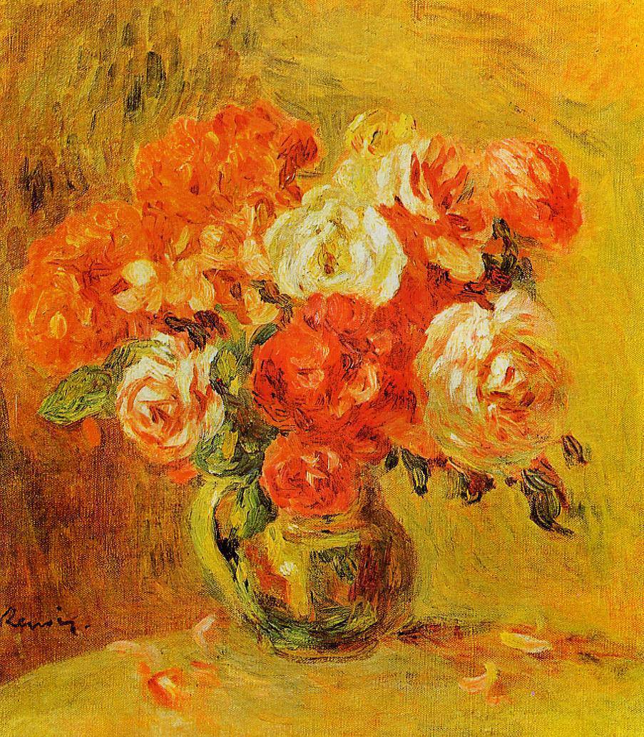 Flowers in a Vase - Pierre-Auguste Renoir