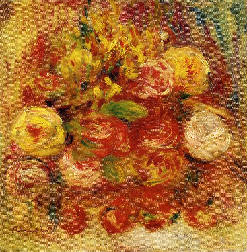 Flowers in a Vase with Blue Decoration - Pierre-Auguste Renoir