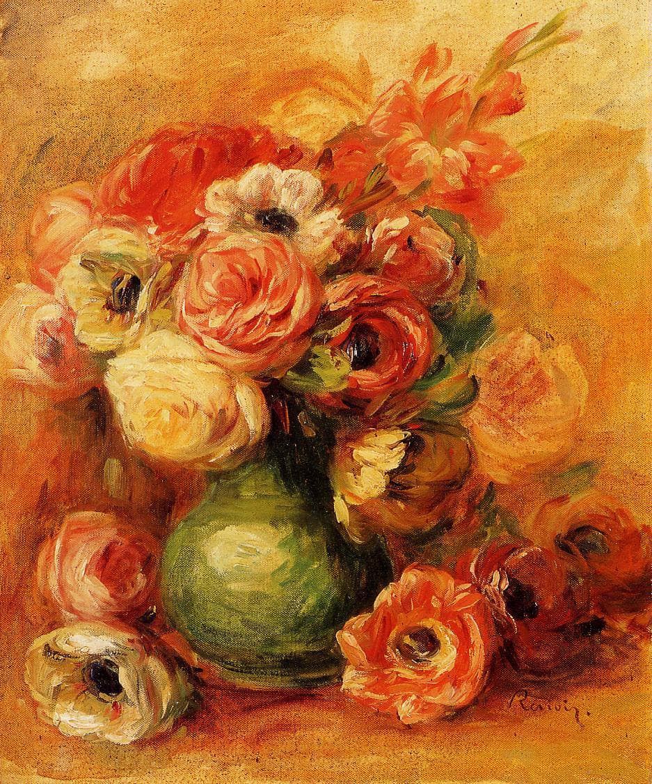 Flowers by Pierre-Auguste Renoir — hand-painted abstract oil painting reproduction on canvas