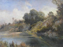 Flusslandschaft mit bewaldetem Ufer by Julius Lange — hand-painted landscape oil painting reproduction on canvas