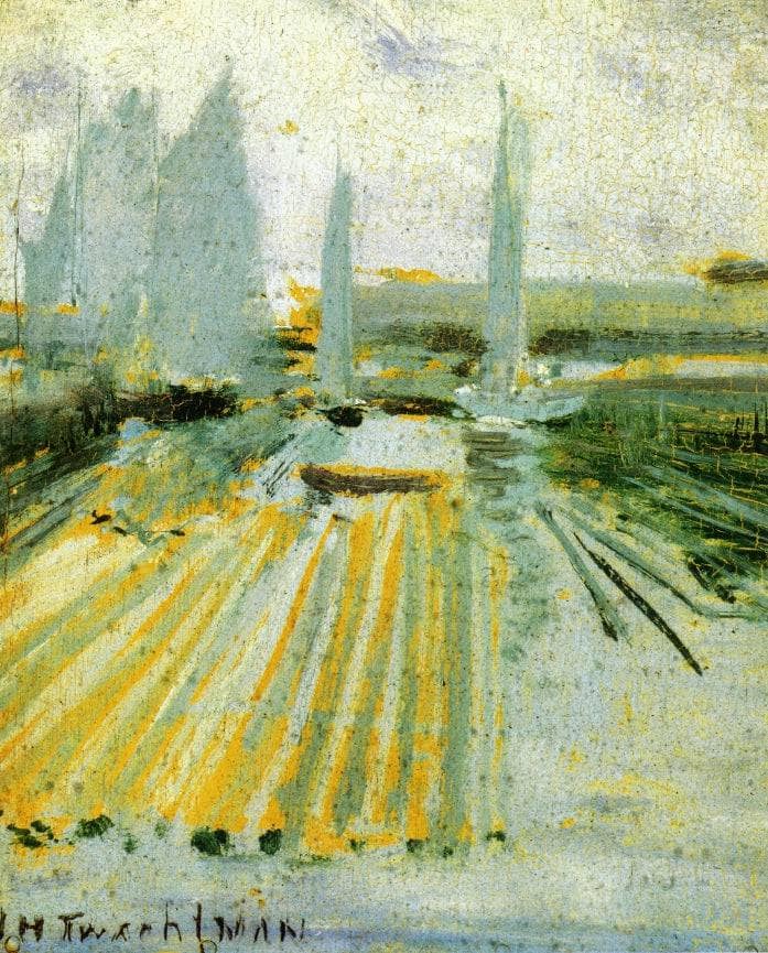 Fog and Small Sailboats by John Henry Twachtman — hand-painted impressionism oil painting reproduction on canvas