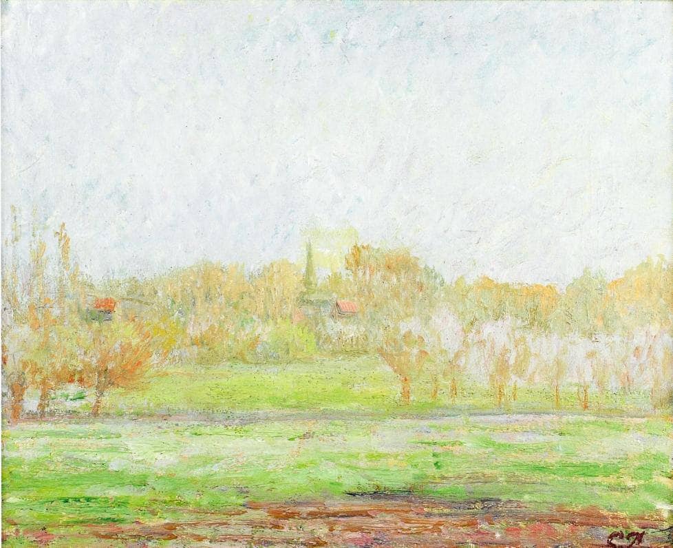 Fog in Eragny by Camille Pissarro — hand-painted landscape oil painting reproduction on canvas