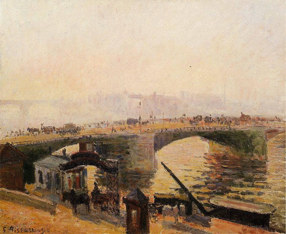 Fog, Morning, Rouen by Camille Pissarro — hand-painted landscape oil painting reproduction on canvas