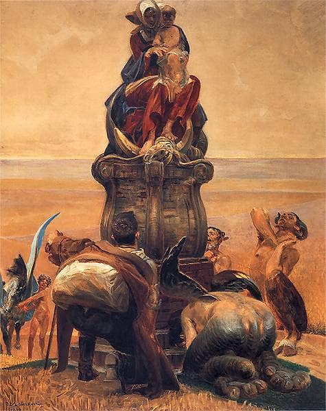 Follow the Stream (central part) by Jacek Malczewski — hand-painted animal oil painting reproduction on canvas