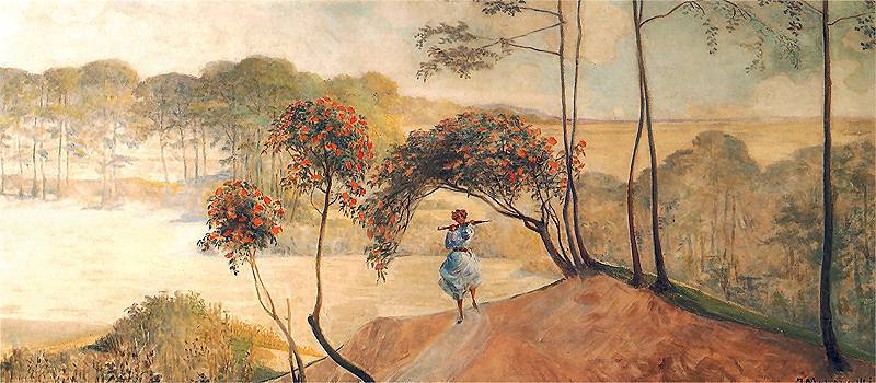 Follow the Stream (right wing) by Jacek Malczewski, hand-painted botanical oil painting reproduction on canvas