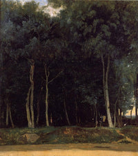 Fontainebleau, the Bas Breau Road by Camille Corot — hand-painted botanical oil painting reproduction on canvas