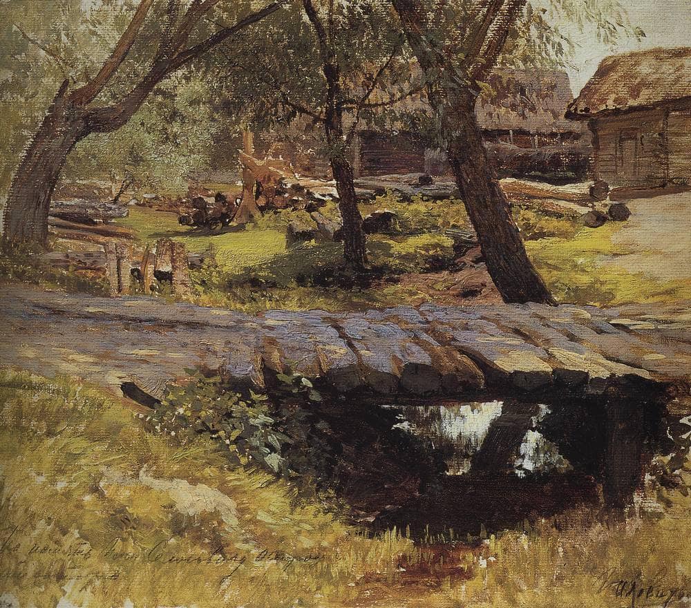 Footbridge. Savvinskaya village. by Isaac Levitan — hand-painted botanical oil painting reproduction on canvas