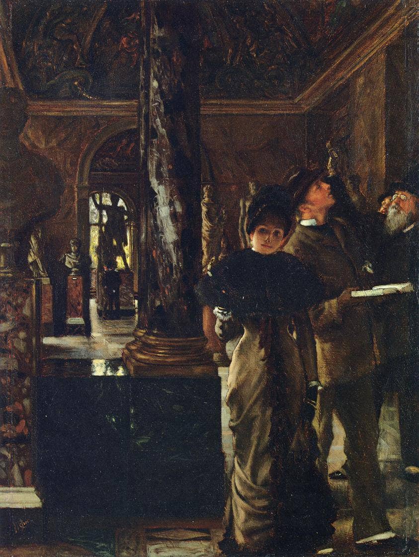 Foreign Visitors at the Louvre by James Tissot — hand-painted portrait oil painting reproduction on canvas