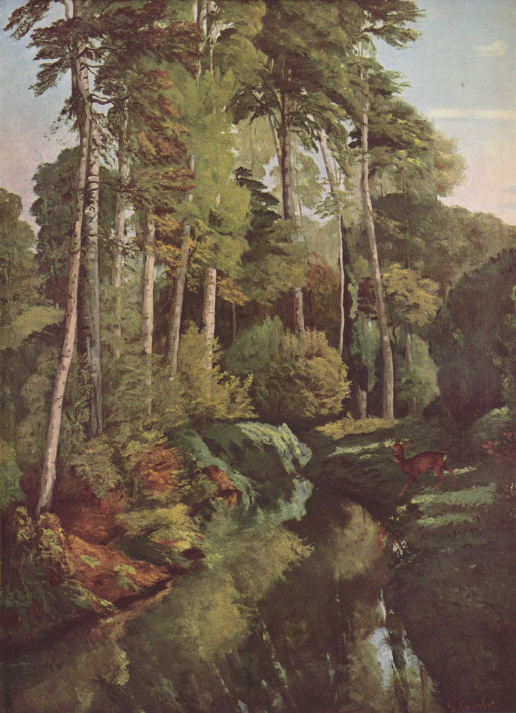 Forest Brook with Deer - Gustave Courbet