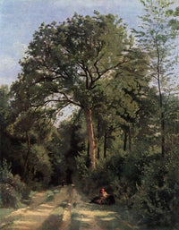 Forest Entrance at Ville d'Avray by Camille Corot — hand-painted botanical oil painting reproduction on canvas