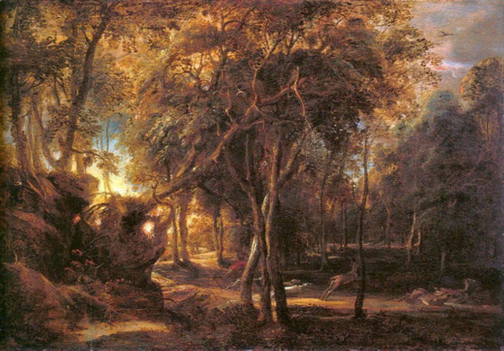 Forest Landscape at the Sunrise by Peter Paul Rubens — hand-painted botanical oil painting reproduction on canvas