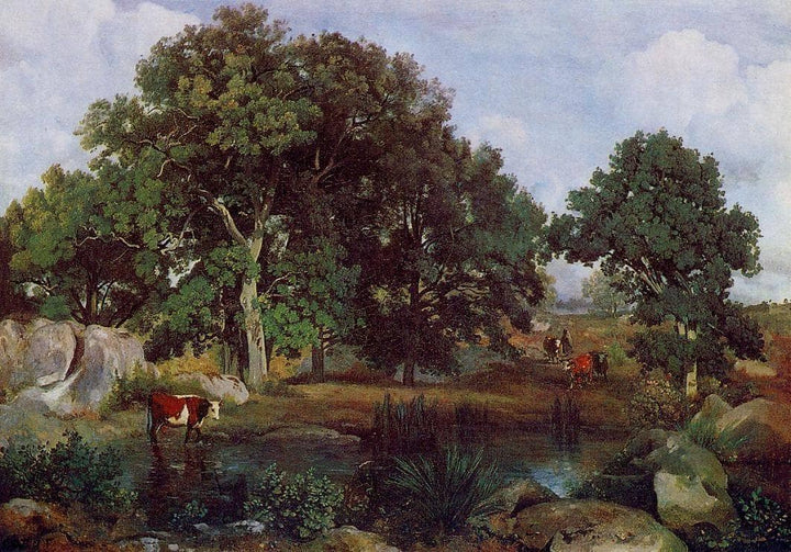 Forest of Fontainebleau by Camille Corot — hand-painted animal oil painting reproduction on canvas