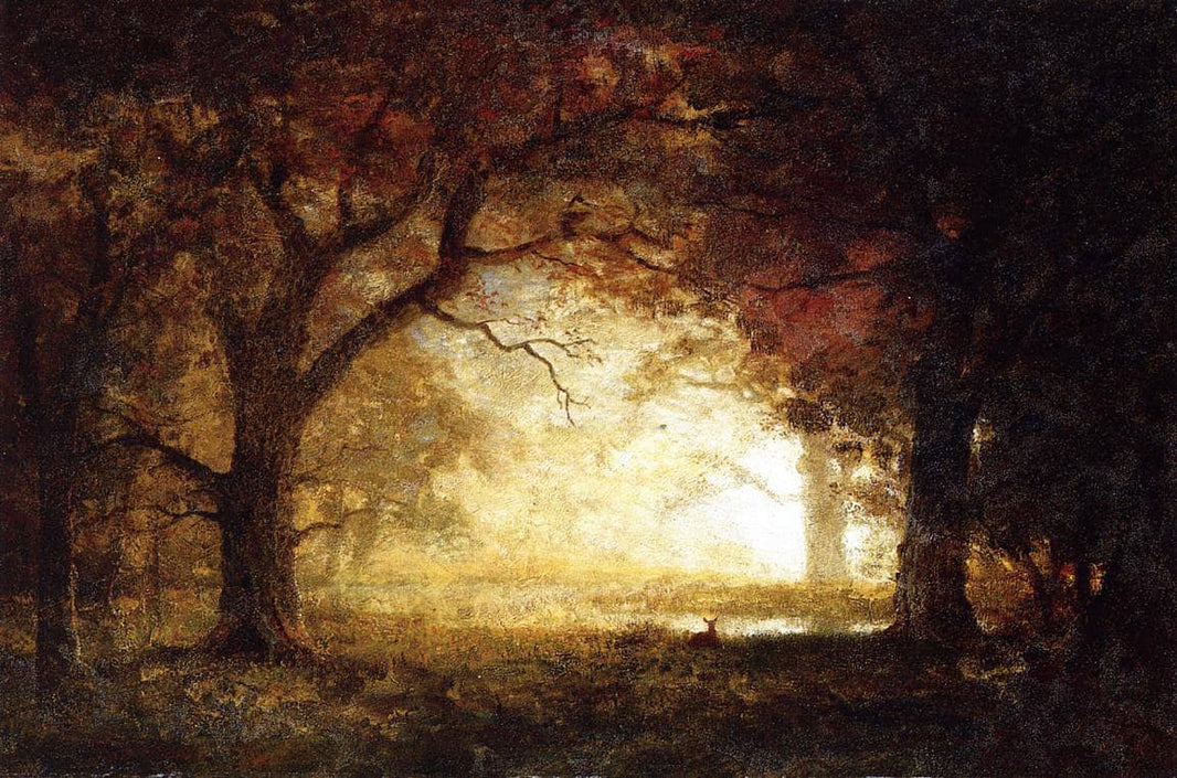 Forest Sunrise by Albert Bierstadt — hand-painted botanical oil painting reproduction on canvas
