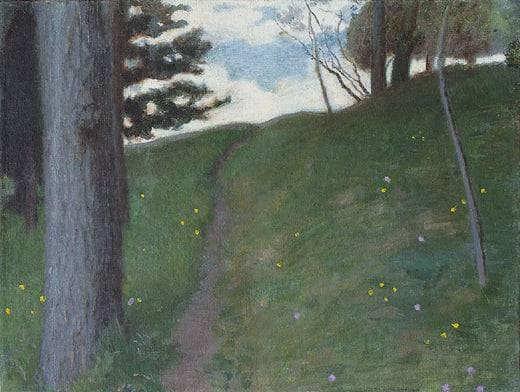 Forest. The road ... by Grigoriy Goldstein — hand-painted botanical oil painting reproduction on canvas
