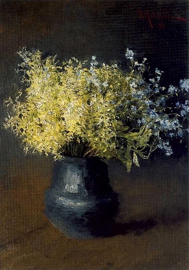 Forest violets and forget-me-nots by Isaac Levitan — hand-painted botanical oil painting reproduction on canvas