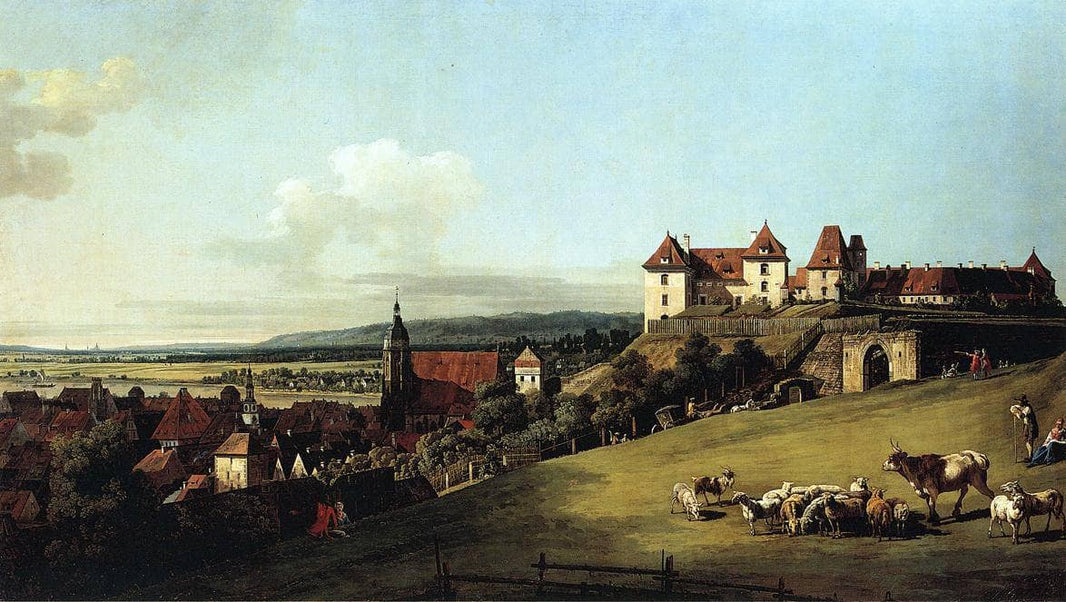 Fortress of Sonnenstein above Pirna by Bernardo Bellotto — hand-painted architectural oil painting reproduction on canvas