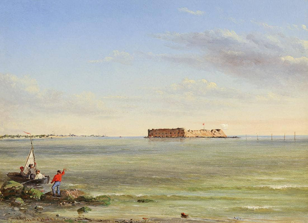 Forts Sumter &amp; Johnson, Mar. 15, 1864 by Conrad Wise Chapman — hand-painted seascapes oil painting reproduction on canvas