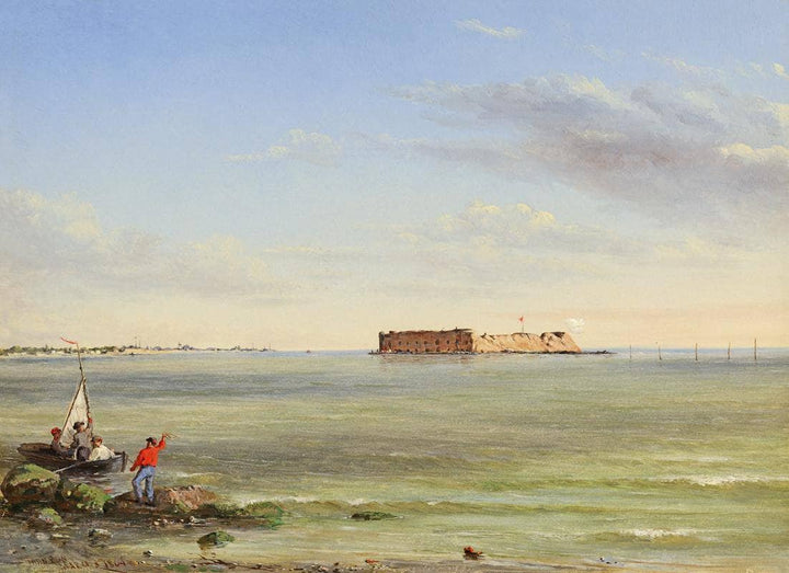 Forts Sumter & Johnson, Mar. 15, 1864 by Conrad Wise Chapman — hand-painted seascapes oil painting reproduction on canvas