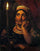 Fortune-teller with a candle in kitchen