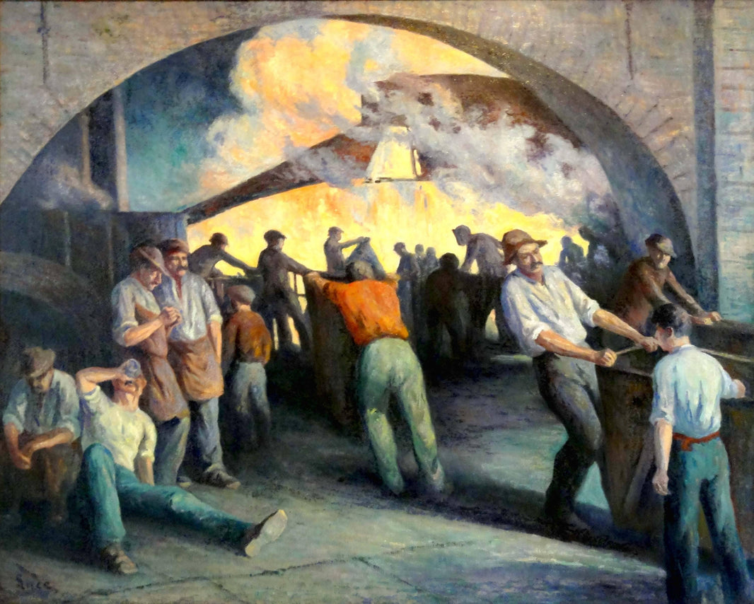 Foundry In Charleroi, La Coulée by Maximilien Luce — hand-painted abstract oil painting reproduction on canvas