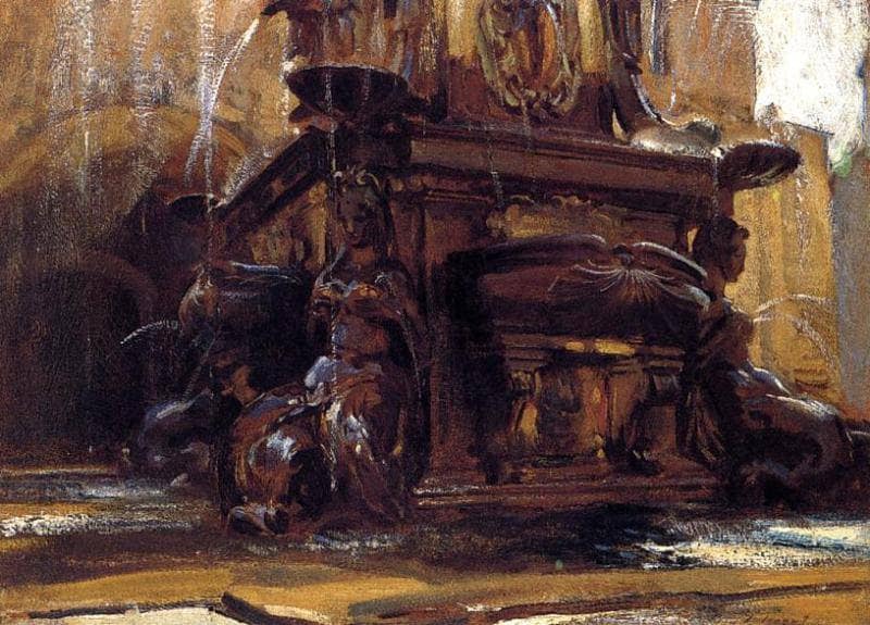 Fountain at Bologna by John Singer Sargent — hand-painted architectural oil painting reproduction on canvas