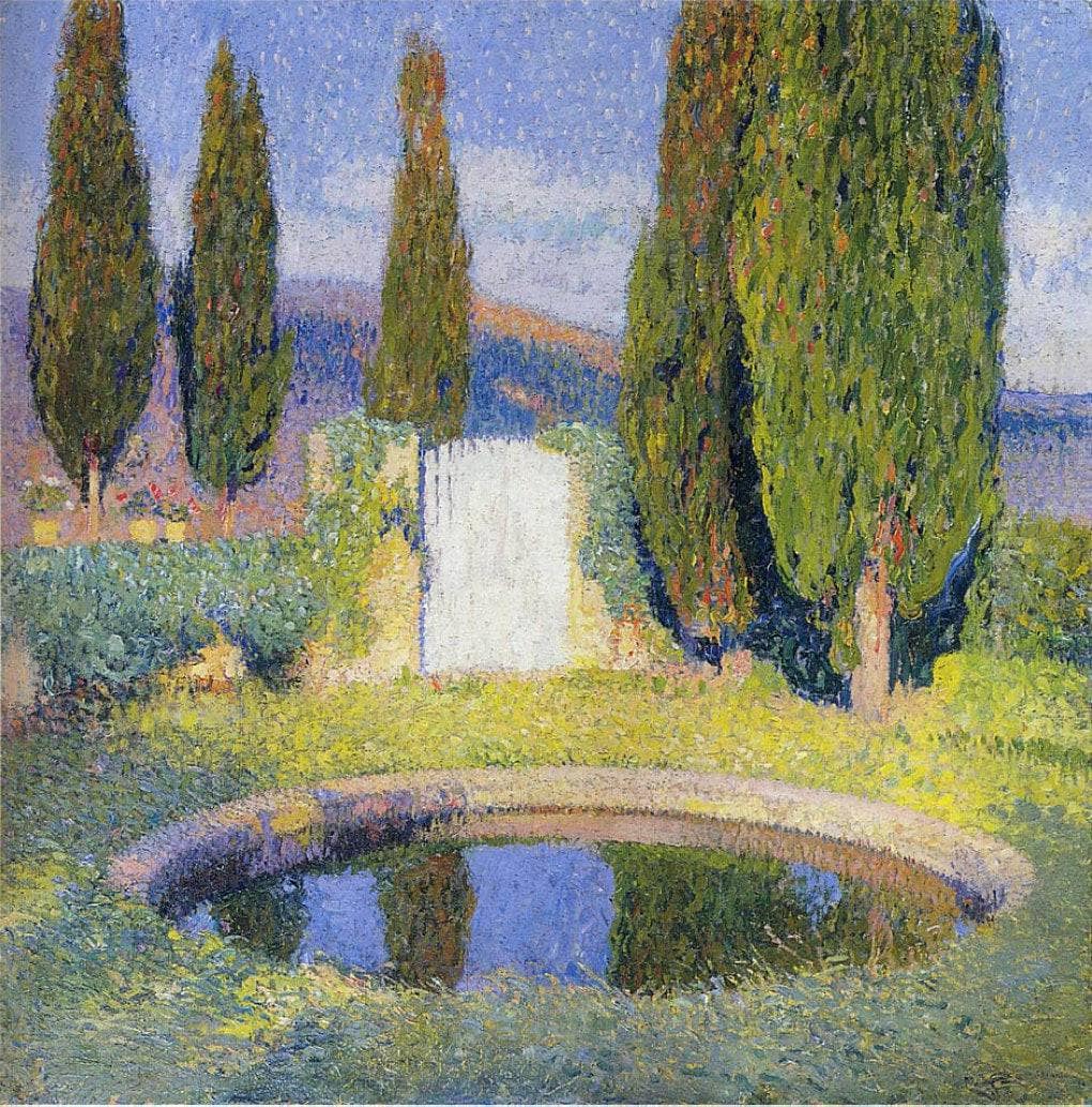 Fountain by Henri Martin — hand-painted botanical oil painting reproduction on canvas