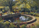Fountain in My Garden by Henri Martin — hand-painted botanical oil painting reproduction on canvas