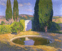 Fountain in Summer by Henri Martin — rural oil painting wall art, Divisionism
