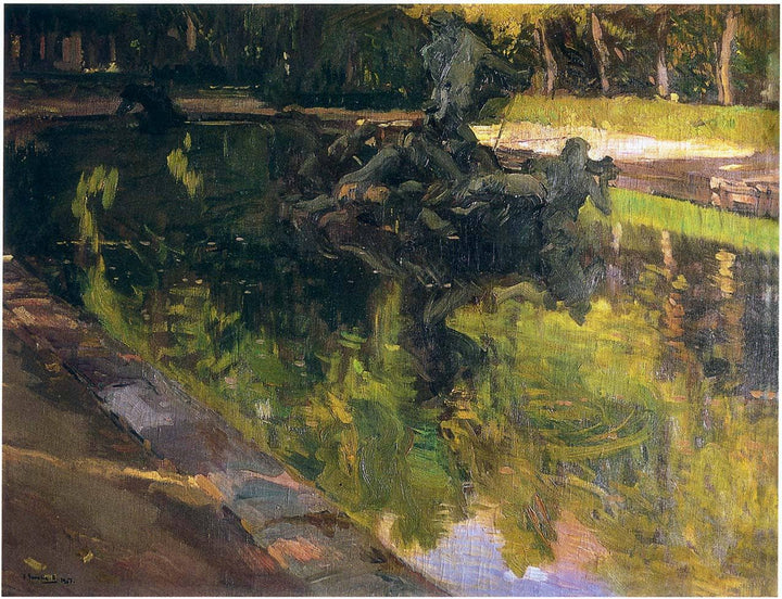 Fountain of Neptune, La Granja by Joaquín Sorolla — hand-painted landscape oil painting reproduction on canvas