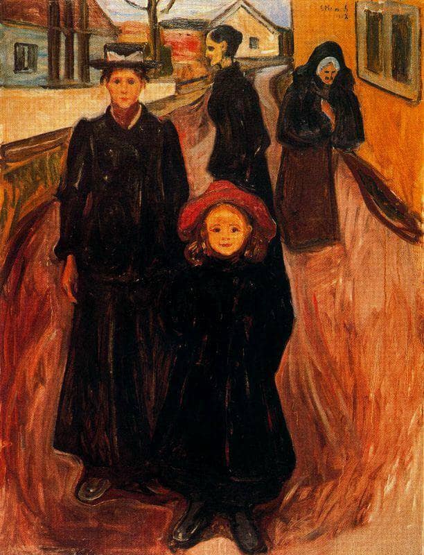 Four Ages in Life by Edvard Munch — hand-painted portrait oil painting reproduction on canvas